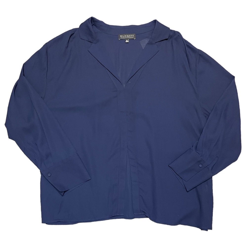 Eloquii Navy Blue Sheer Business Casual Collared Blouse Women's Plus 22 NWT